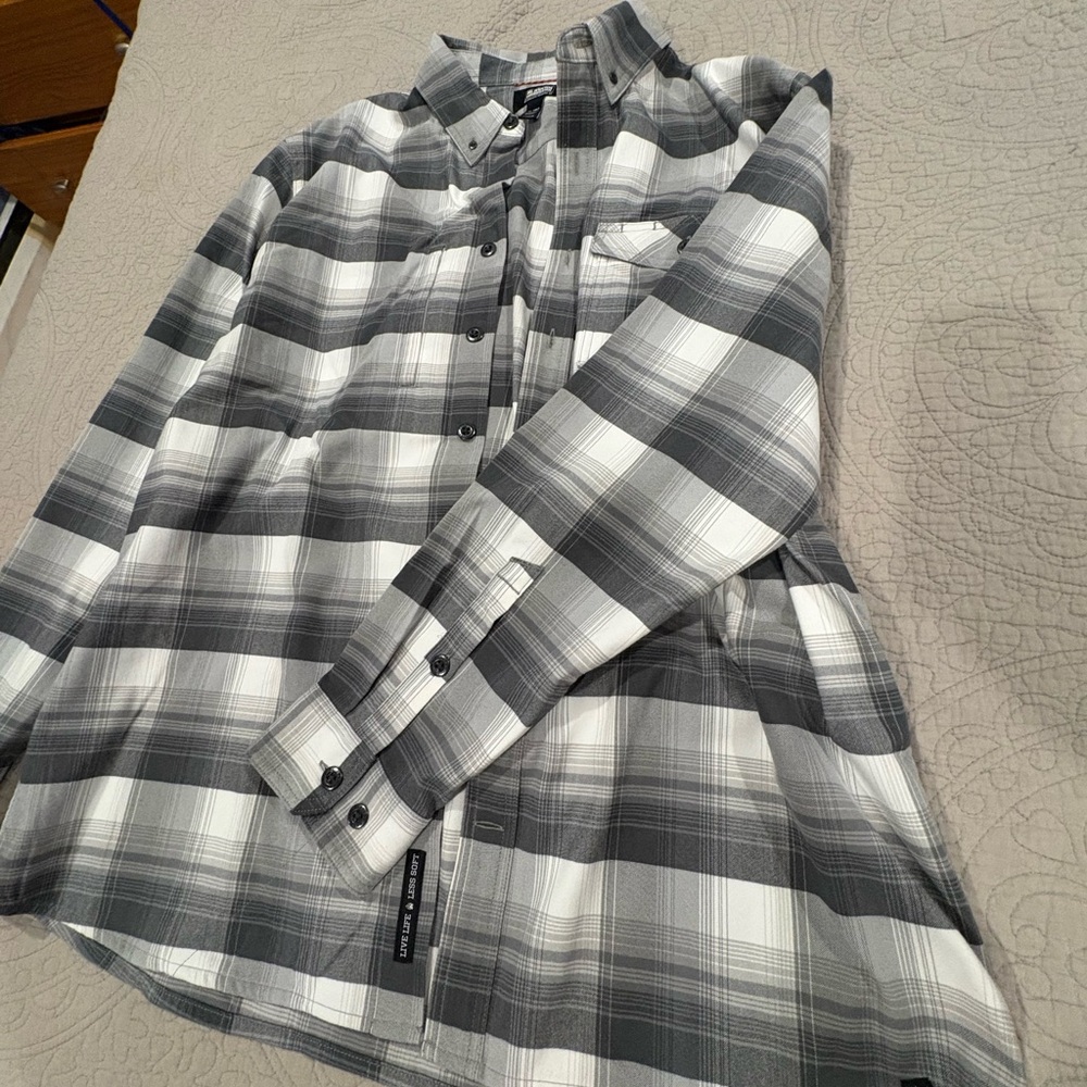 Men's Classic Black and White Plaid Button Down Shirt